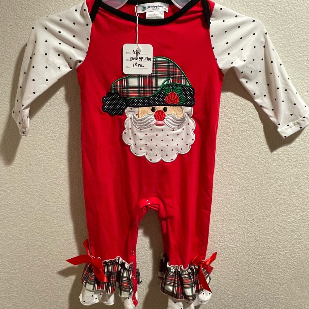 Little Blessing Boutique Christmas Romper 18 months plaid one piece NWT